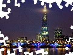 Wieżowce, Most, Rzeka, Londyn, Tamiza